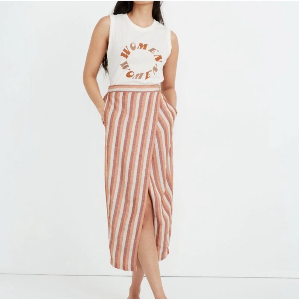 Madewell Vertical Stripe Maxi Skirt in Cream and Tan